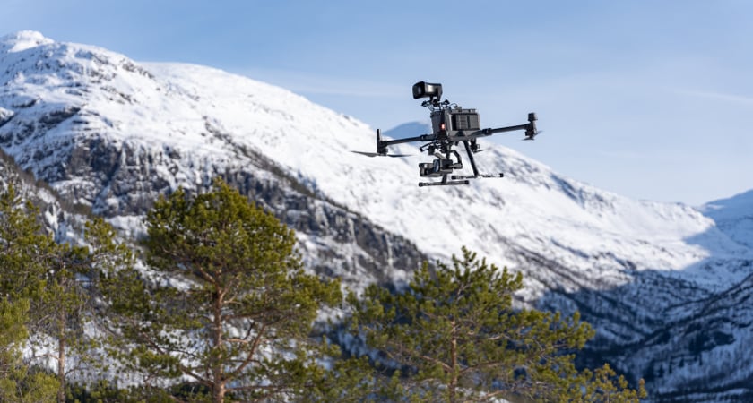 DJI Matrice 350 RTK flying during a mountain operation